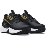 Under Armour 3028514-001-11K: UA Pre-School Lockdown 7 Basketball Shoes -SIZE: 11 Kid, Black w/Gold Accents