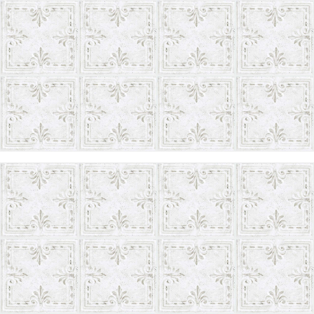 RoomMates RMK4651GM White Tin Tile Backsplash Peel And Stick Giant Wall Decals