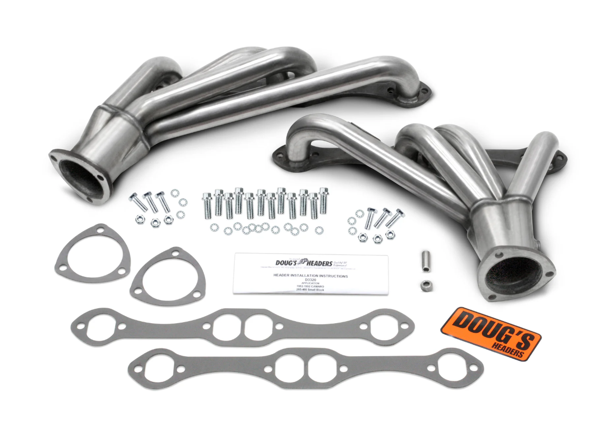 Doug's Headers D3320-SS: 304 Stainless Steel Mid-Length 1-5/8" Primary/3" Collector Header (FITS: 82-92 GM F Body 265-400 SBC)