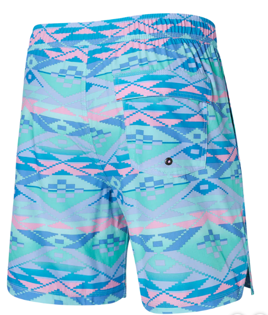SAXX SXSW04L-GGM-L  Oh Buoy 2N1 Volley 7" Swim Shorts -SIZE: Small, Geo Gradiant