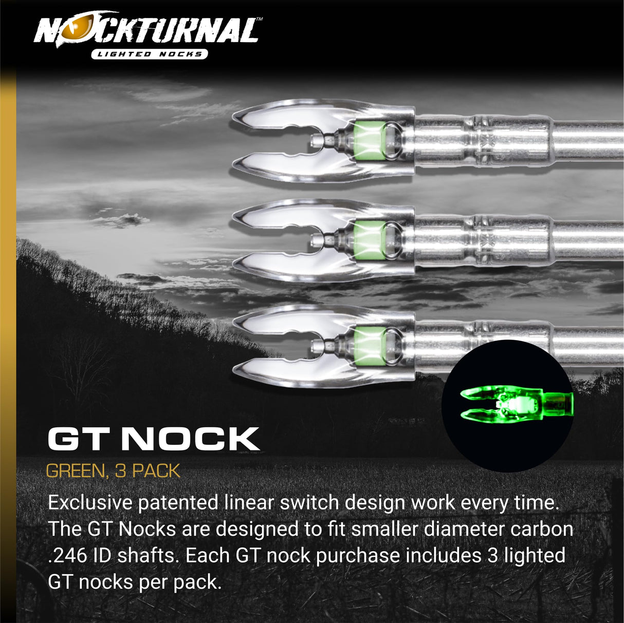 Nockturnal NT-105 GT Green 3-pack
