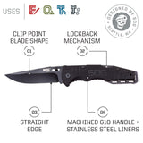 SOG FF11-CP 3.63" EDC Salute Folding Tactical Work Pocket Knife w/Thumbstud -Black