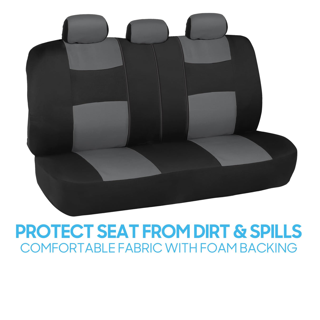 BDK Auto OS-309-GR: PolyPro Car Seat Covers Full Set in Grey on Charcoal Black