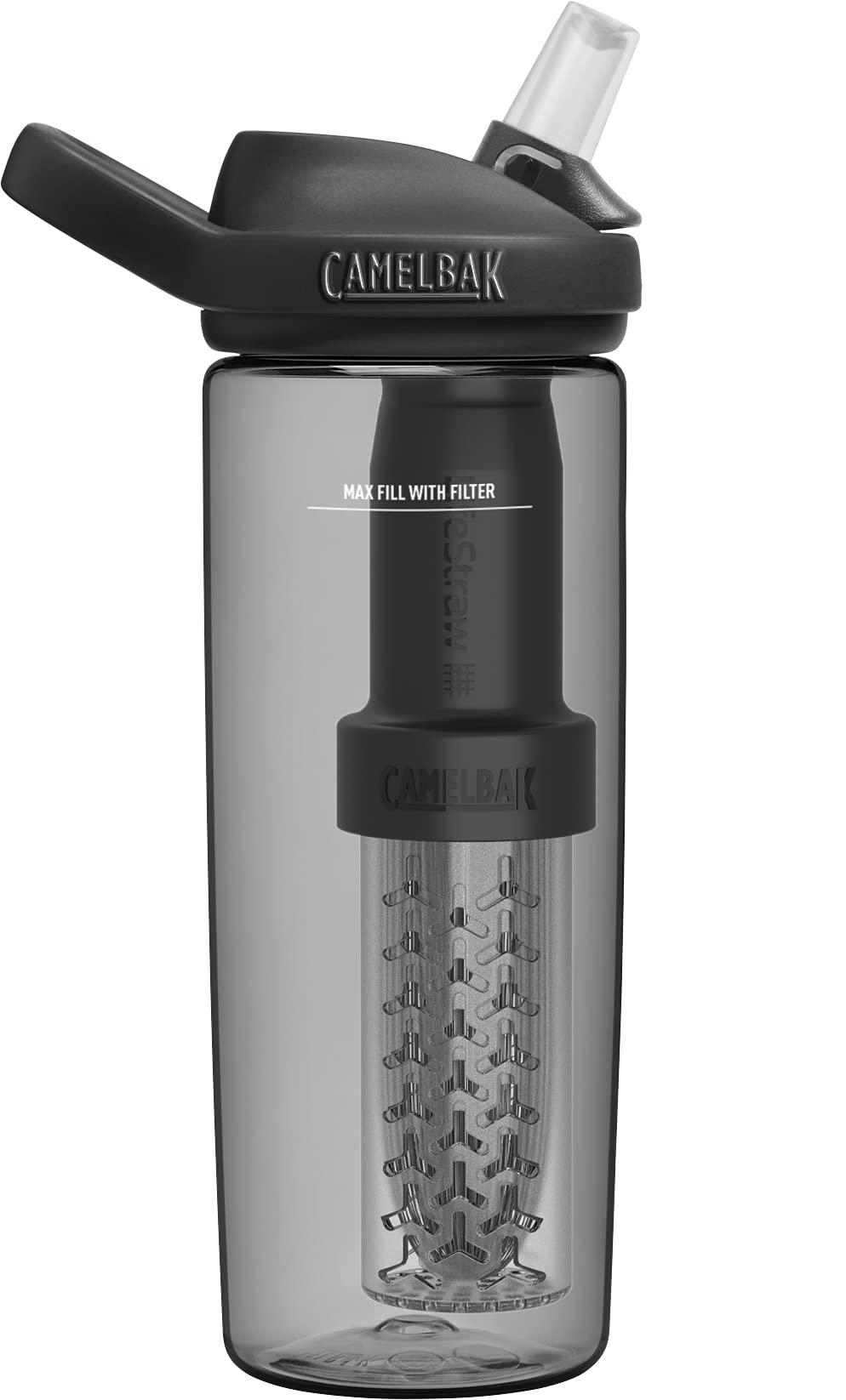 Camelbak 2553001060  Eddy + filtered by LifeStraw 20oz Water Bottle w/Tritan Renew -Charcoal/Black