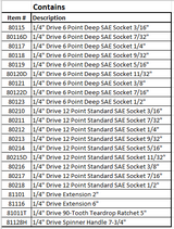 GearWrench 80325   22pc -1/4" Drive 6- & 12-Point Standard & Deep SAE Mechanics Tool Set