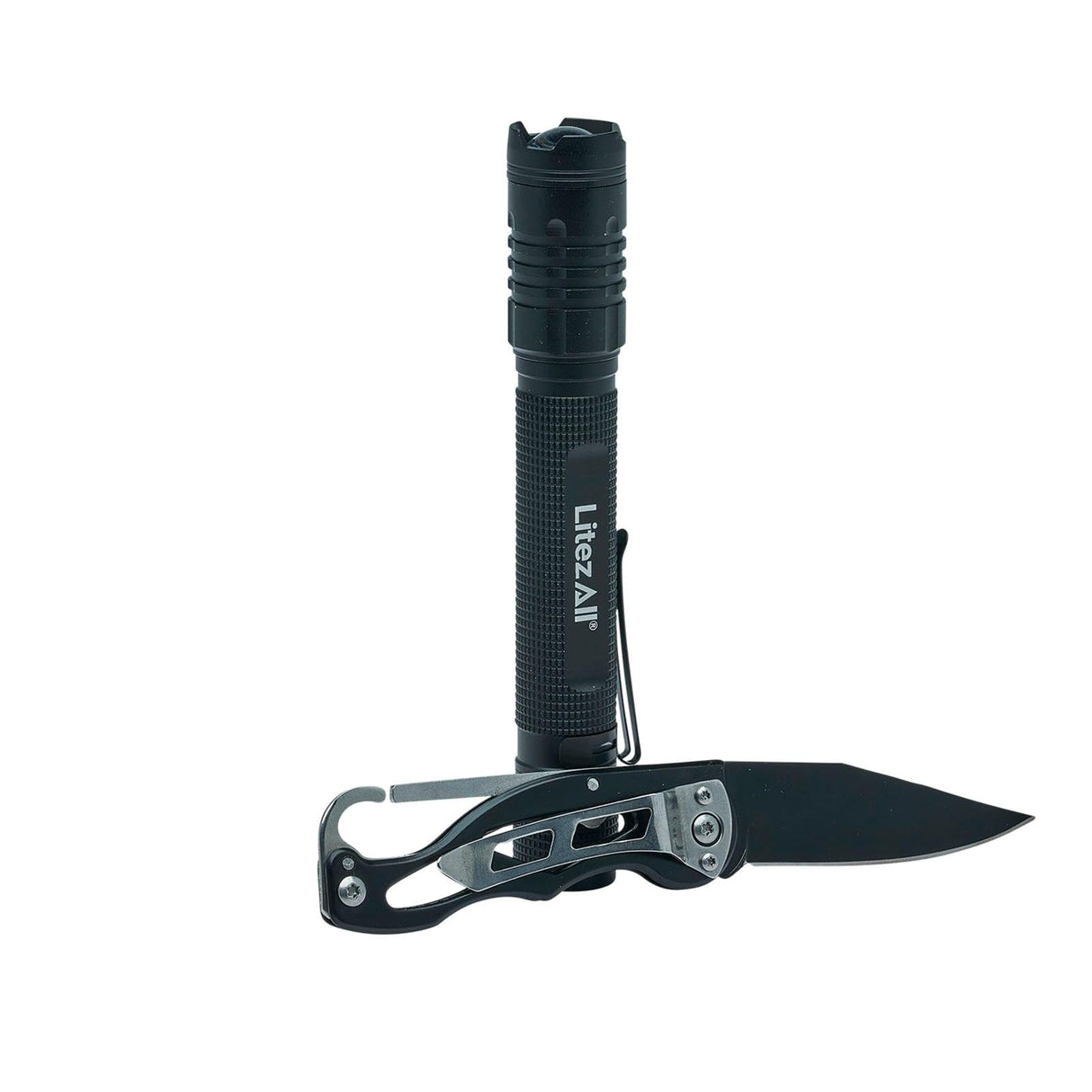 LitezAll 24099-6/24  280 Lumen Tactical Flashlight and Pocket Knife Combo