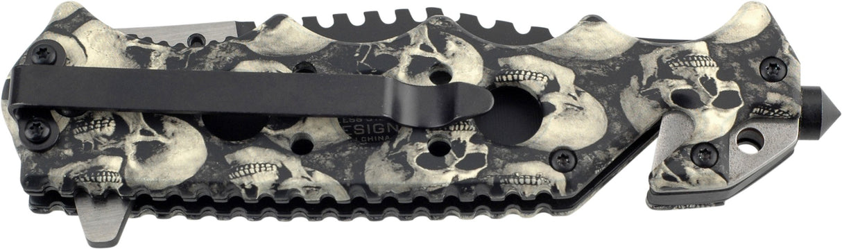 TAC Force TF-809GY Spring Assist Folding Knife, Two-Tone Blade, Grey Handle, 4.75" Closed