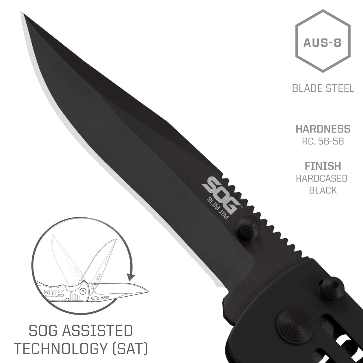SOG Specialty Knives SJ32-CP Folding Knife SlimJim Slim Pocket Knife Black
