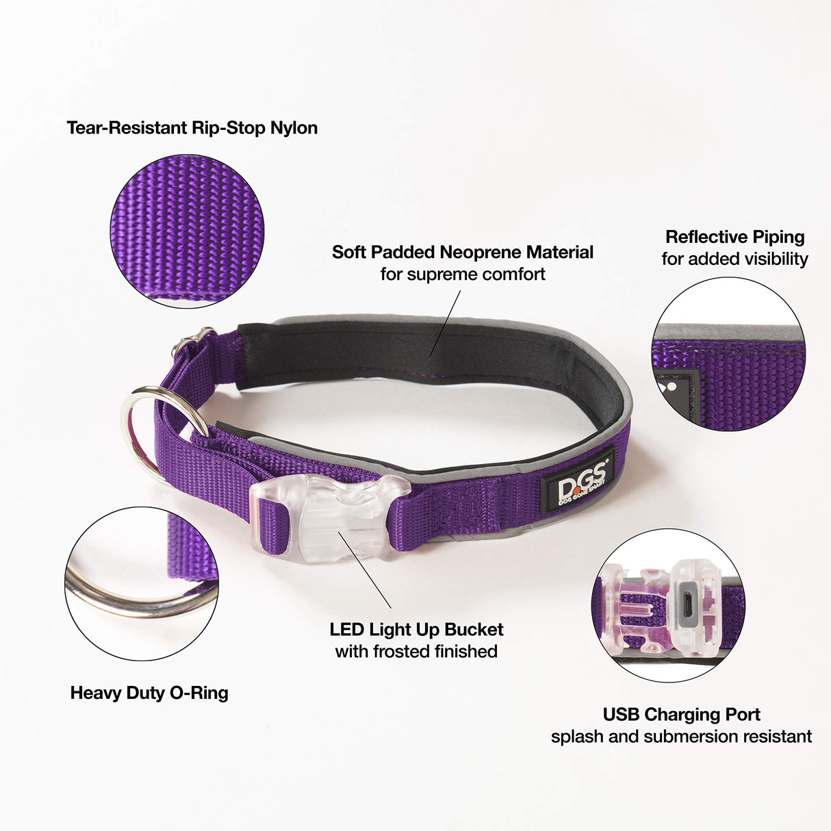 Dog Gone Smart Pet Products DGSLGUC____ - Super Bright LED Dog Comet Collar