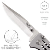 SOG SJ31-CP SlimJim Folding Pocket Knife - SOG Assisted Technology w/Tactile Bumps & Cutout Aid, Reversible Carry Clip, AUS-8 Stainless Steel Body
