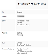 SAXX SXSP45-LTH-L  DropTemp All Day Cooling Polo Shirt -SIZE: Large, Lemon Twist Heather