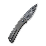 WE KNIFE WE22030F-DS1 Polished Gray Orange Peel Textured Titanium Handle