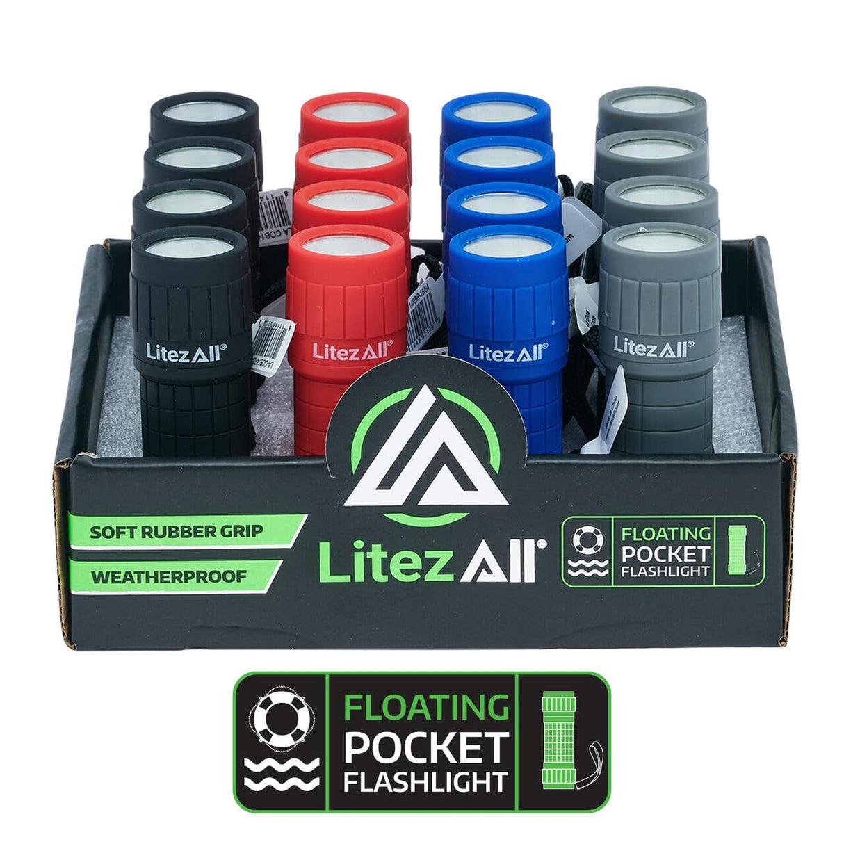 LitezAll 21333  100 Lumen All Weather Rubber Coated Pocket Flashlight -Various Colors