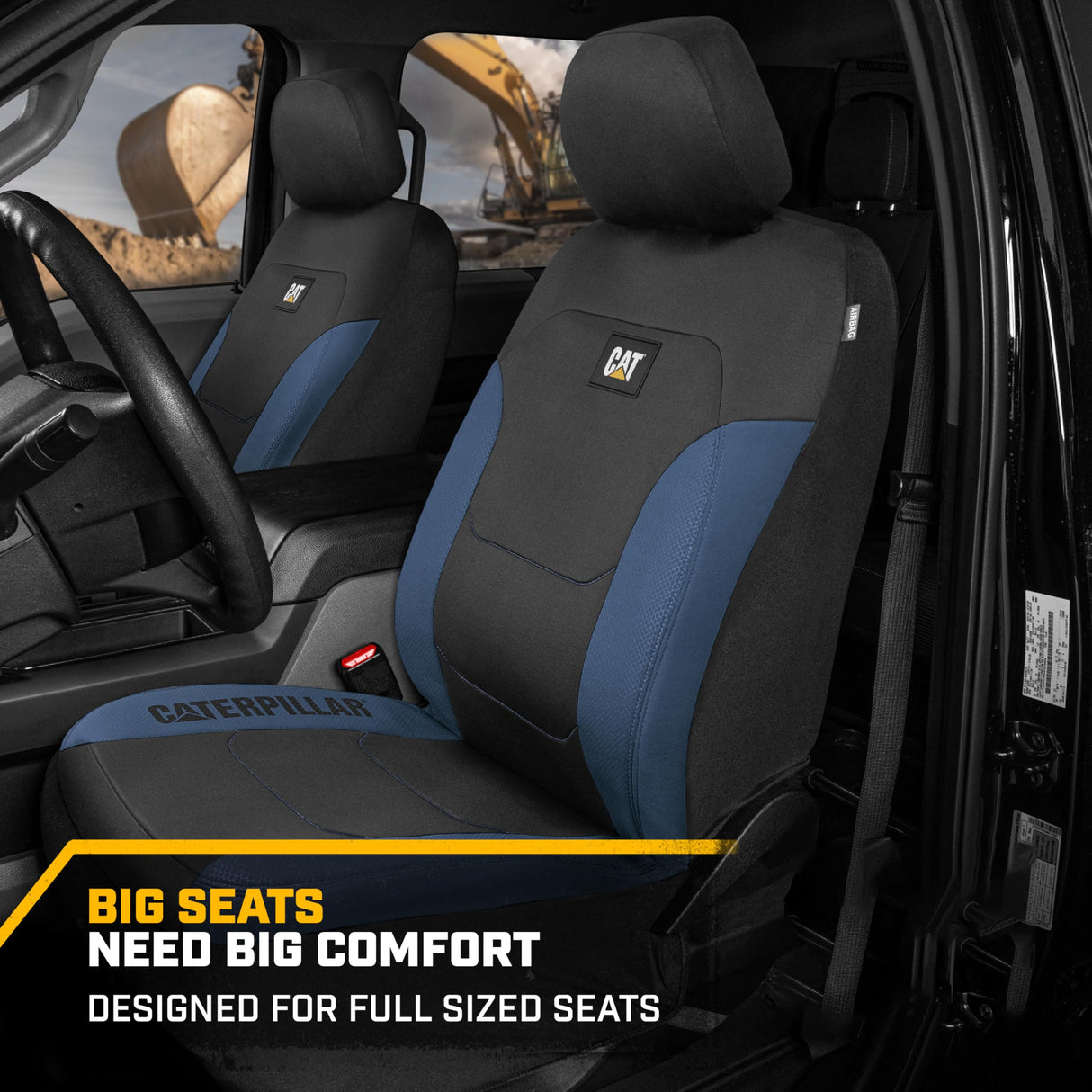 BDK Auto CASC-2274-BL: CAT 4pc Polyester + Honeycomb Polyester Fabric Low Back Seat Cover - Blue/Black