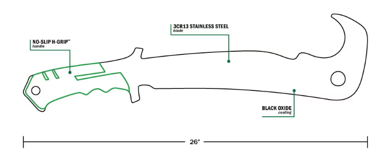 Hooyman 1112237  17.5" Hook Em' Machete