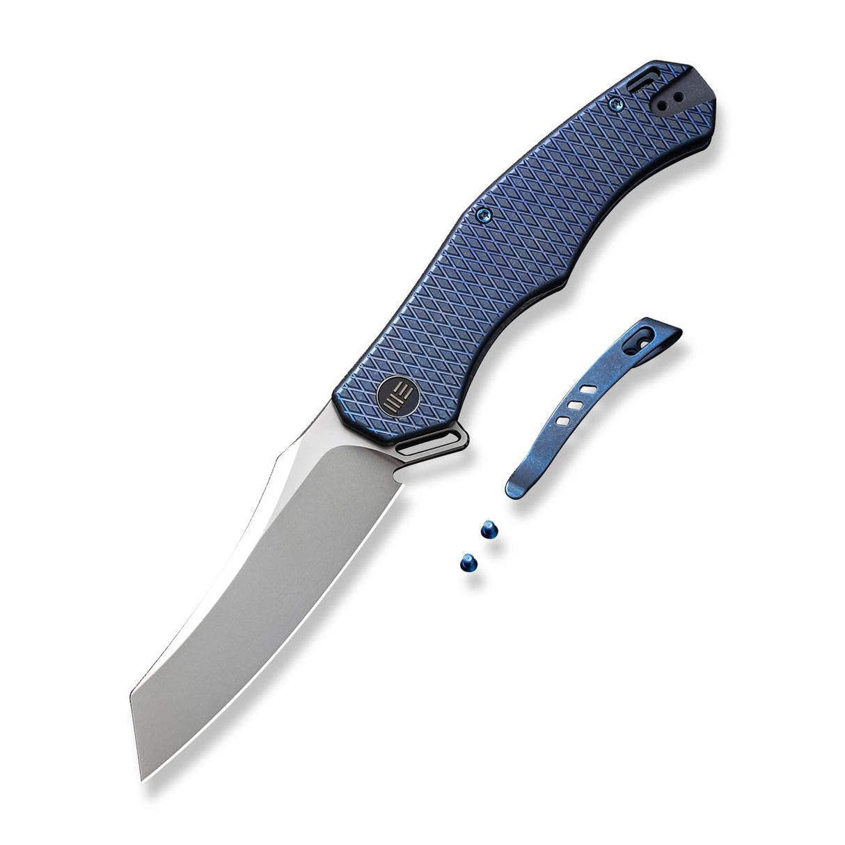 Kyle Lamb WE22010G-4 Blue Titanium Handle With Blue Diamond Pattern On Presentation Handle