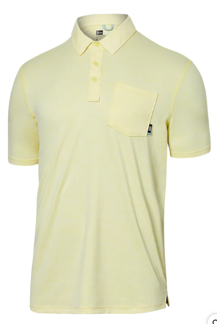SAXX SXSP45-LTH-L  DropTemp All Day Cooling Polo Shirt -SIZE: Large, Lemon Twist Heather