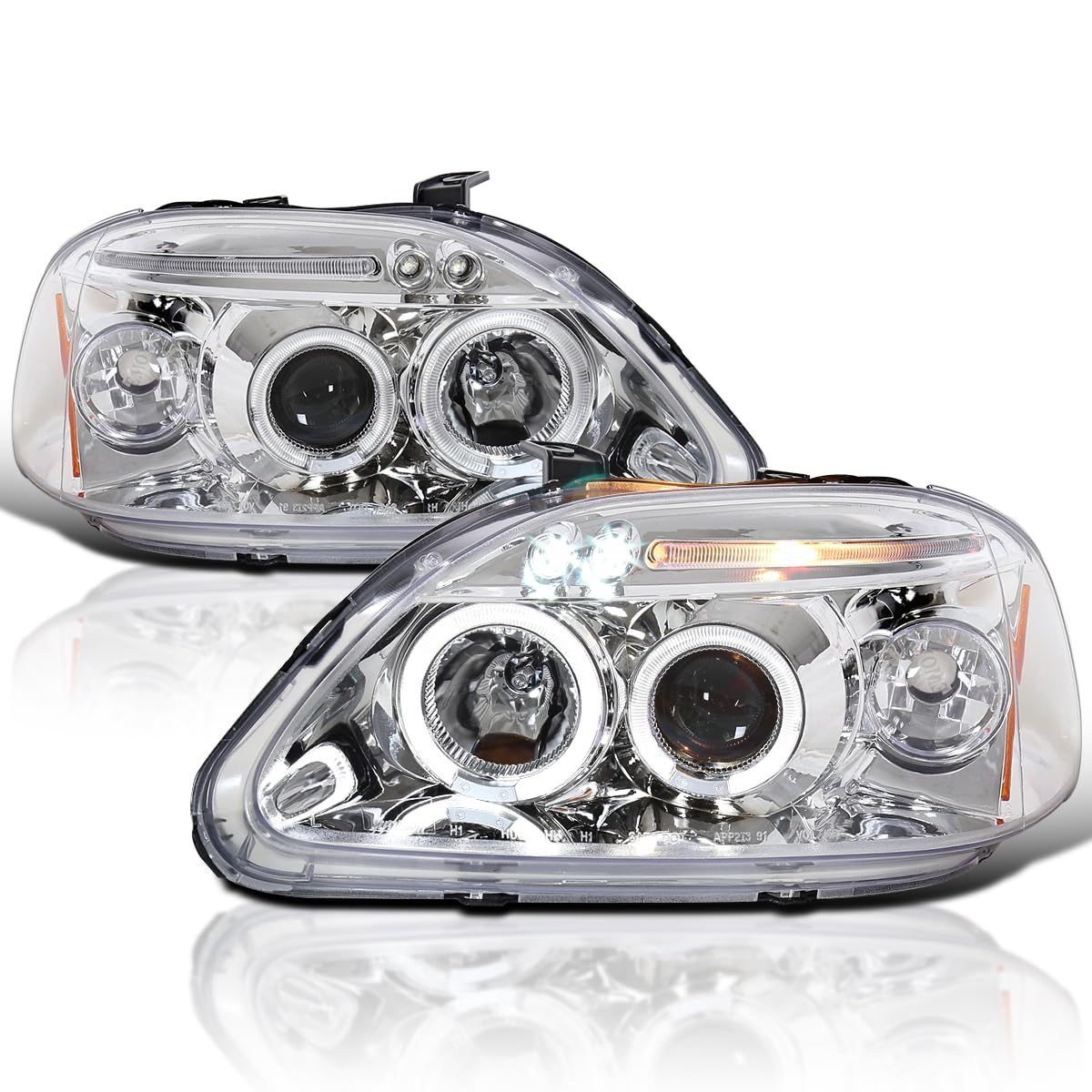 Spec-D Tuning 2LHP-CV96-TM Halo Led Projector Chrome