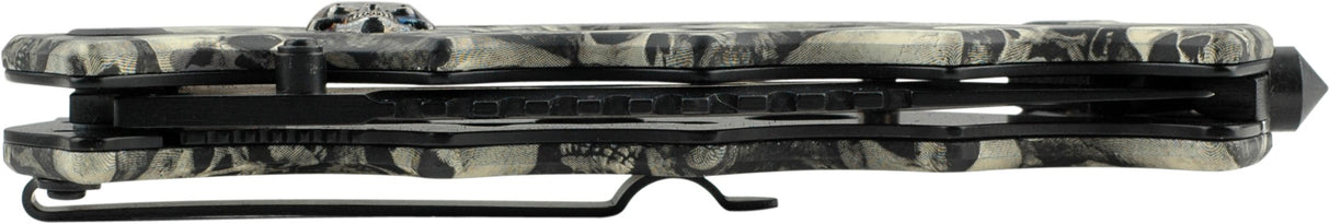 TAC Force TF-809GY Spring Assist Folding Knife, Two-Tone Blade, Grey Handle, 4.75" Closed