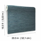RoomMates RMK11314WP  Faux Grasscloth Non-Textured Peel and Stick Wallpaper -Blue (1 Roll)