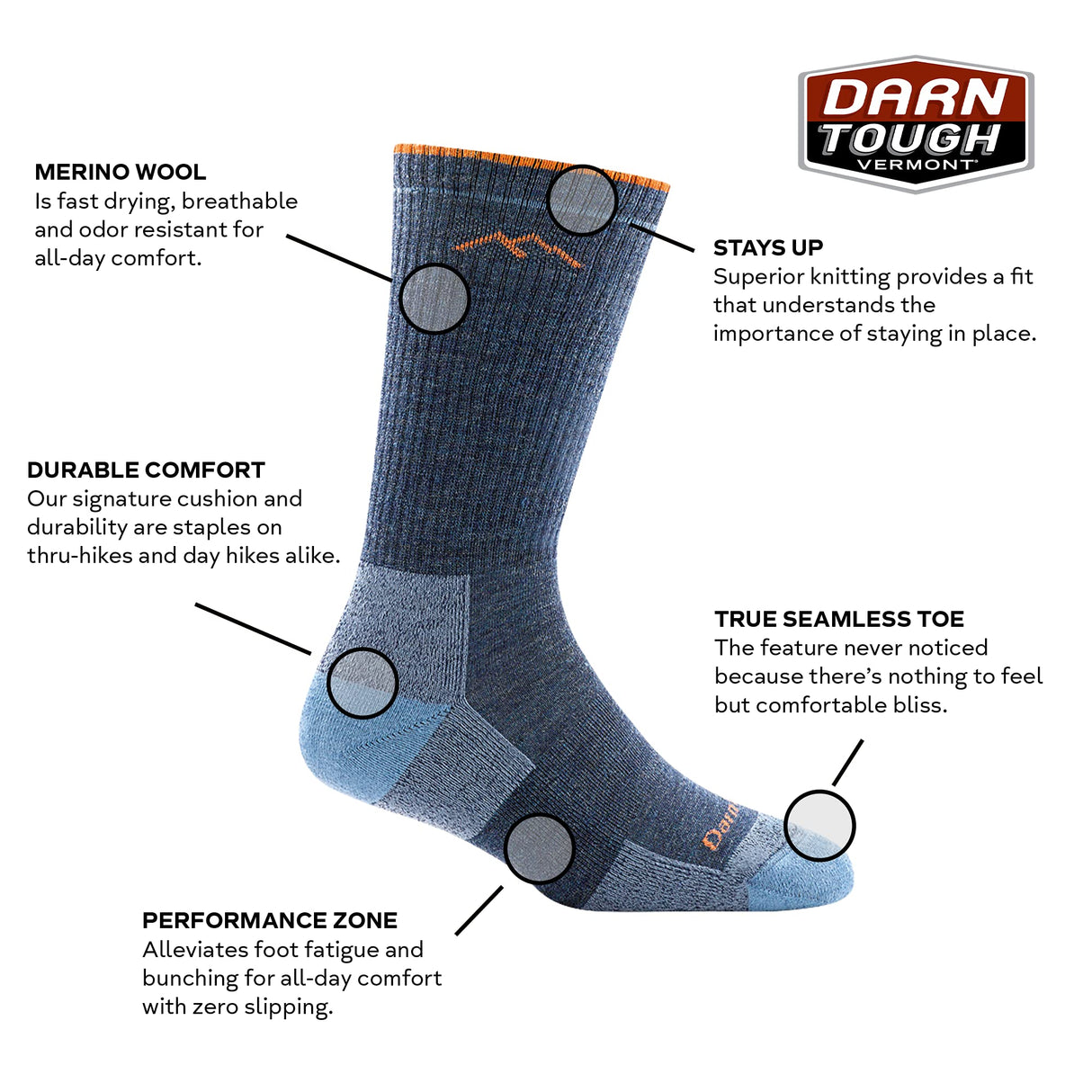 Darn Tough 1907-C-A014-05 Hiker Boot Midweight with Cushion Plum Heather Large