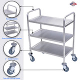 LUXOR L100S3  3-Shelf Stainless Steel Cart