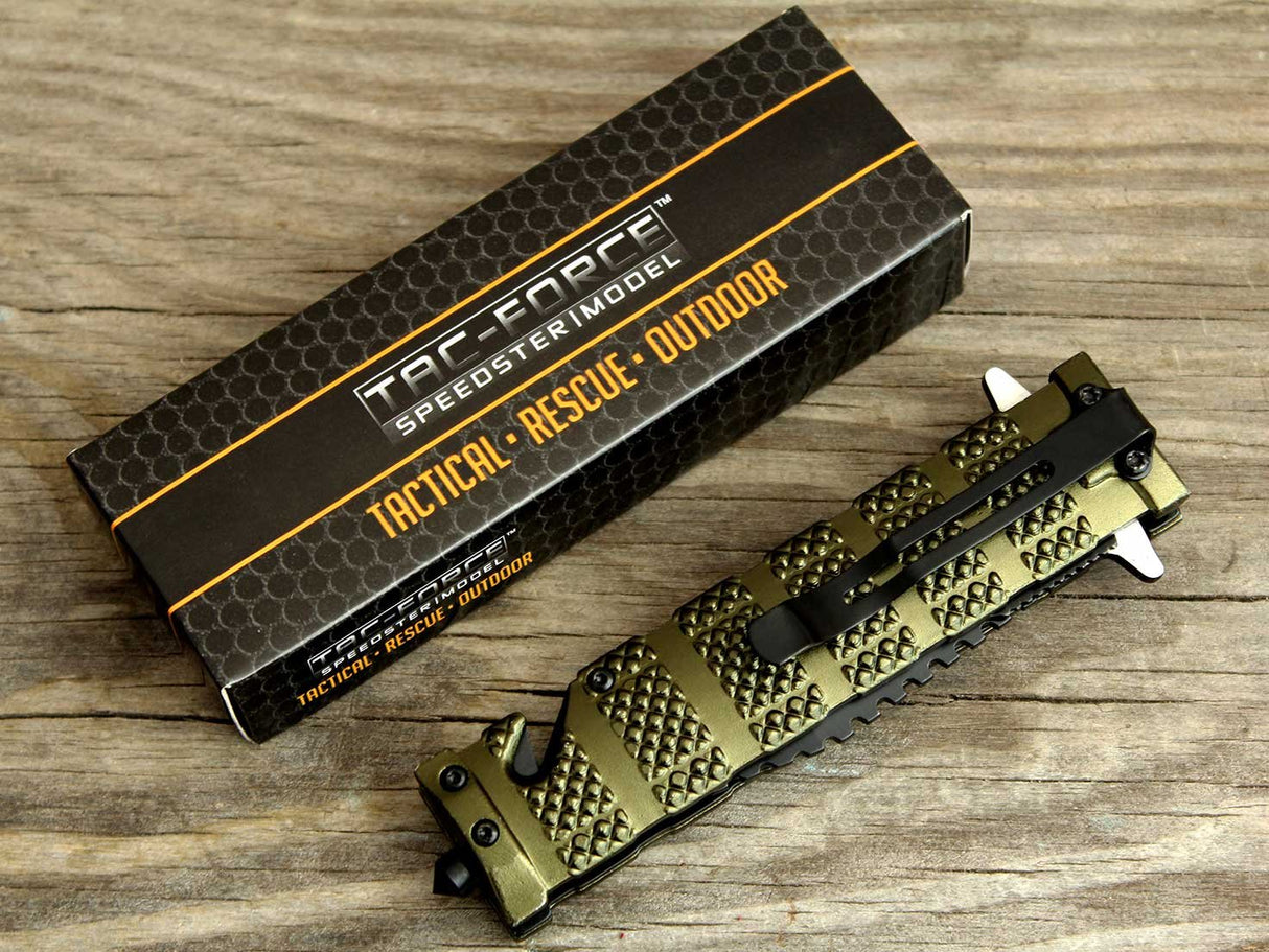 TAC Force TF-710GN Liner Lock Assisted Opening Folding Knife, Two-Tone Half-Serrated Blade, Green Handle, 5-Inch Closed