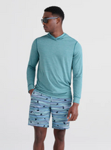 SAXX SXLH45-SLH-S  DropTemp Printed All Day Cooling Hoodie -SIZE: Small, Sea Level Heather