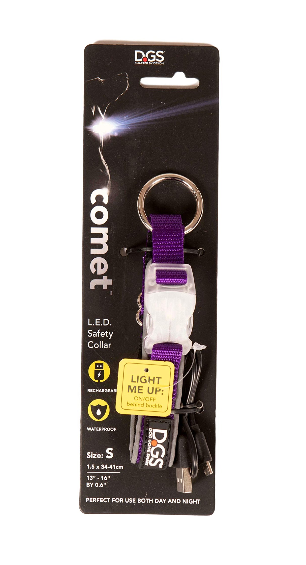 Dog Gone Smart Pet Products DGSLGUC3425  Super Bright LED Dog Comet Collar -SMALL, Purple