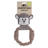 Country Tails - Rope Ring with Animal Suede Head -A Premium Dog Toy