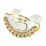 Shock Doctor SD11300-90115-OSFA  3D Bling Chain Max AirFlow Football Mouthguard -White/Gold OSFA